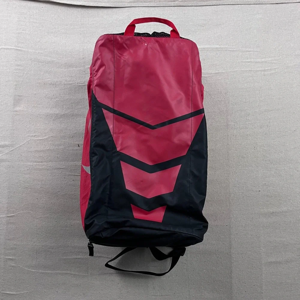 Nike Duffel Bag Unisex Large Red Black Max Air Padded Strap Ventilated Pocket